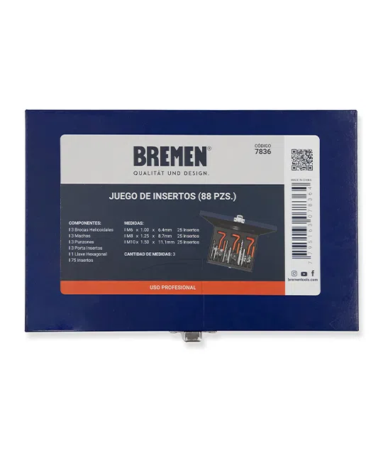 Juego de Insertos para Rosca BREMEN (88 Pzs)