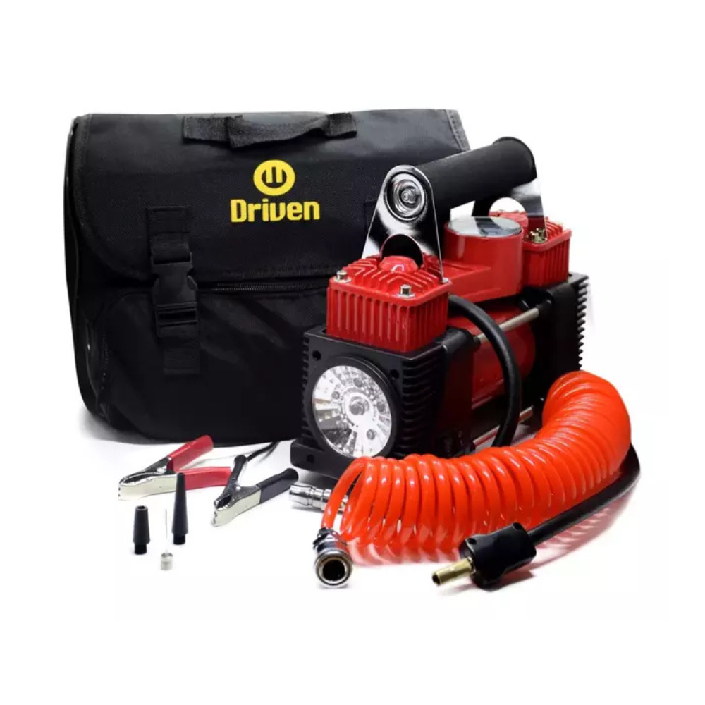 Compresor 12V Driven AC2150 – 150 PSI, 60 L/min, doble pistón, luz LED, manguera 5 m