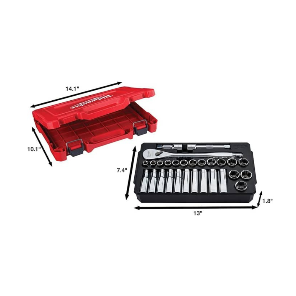 Juego de bocallaves Milwaukee 48‑22‑9510 – 28 piezas métricas 1/2"