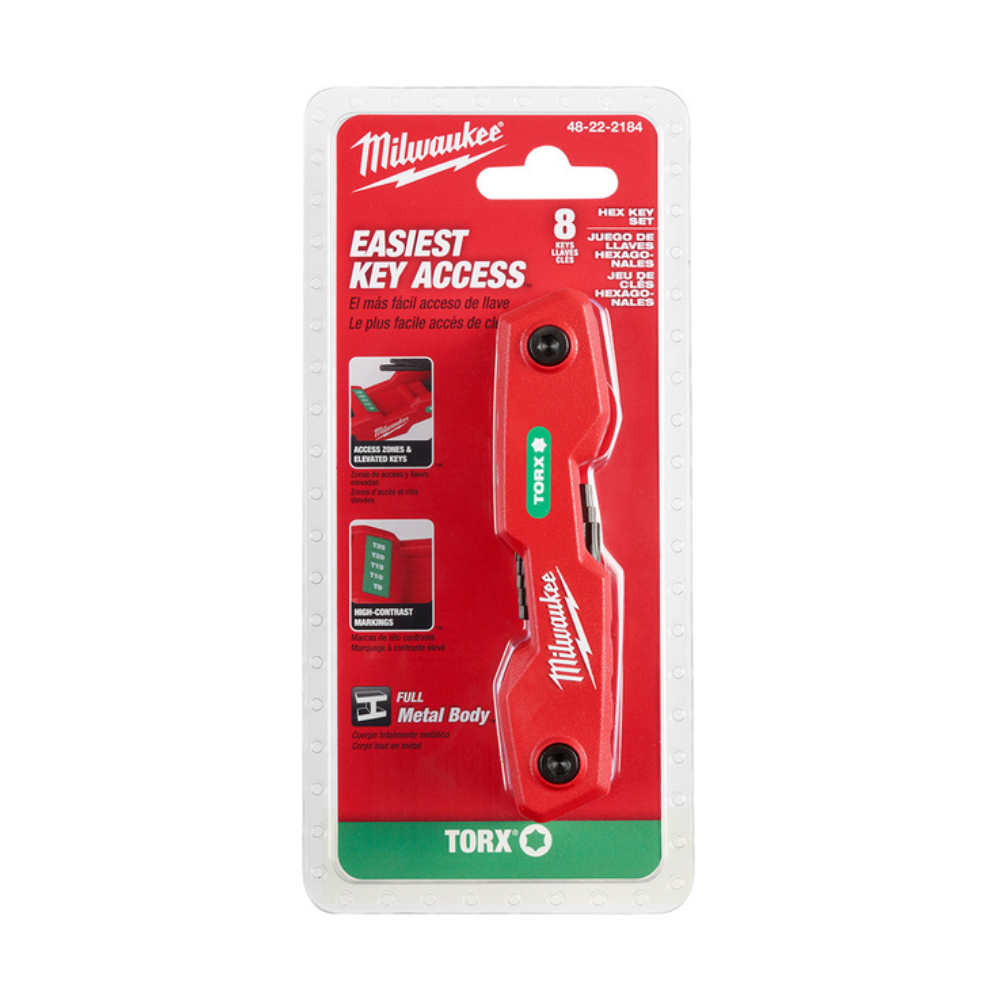 Juego de llaves hexagonales plegables Milwaukee 48‑22‑2184 – 8 Piezas Torx