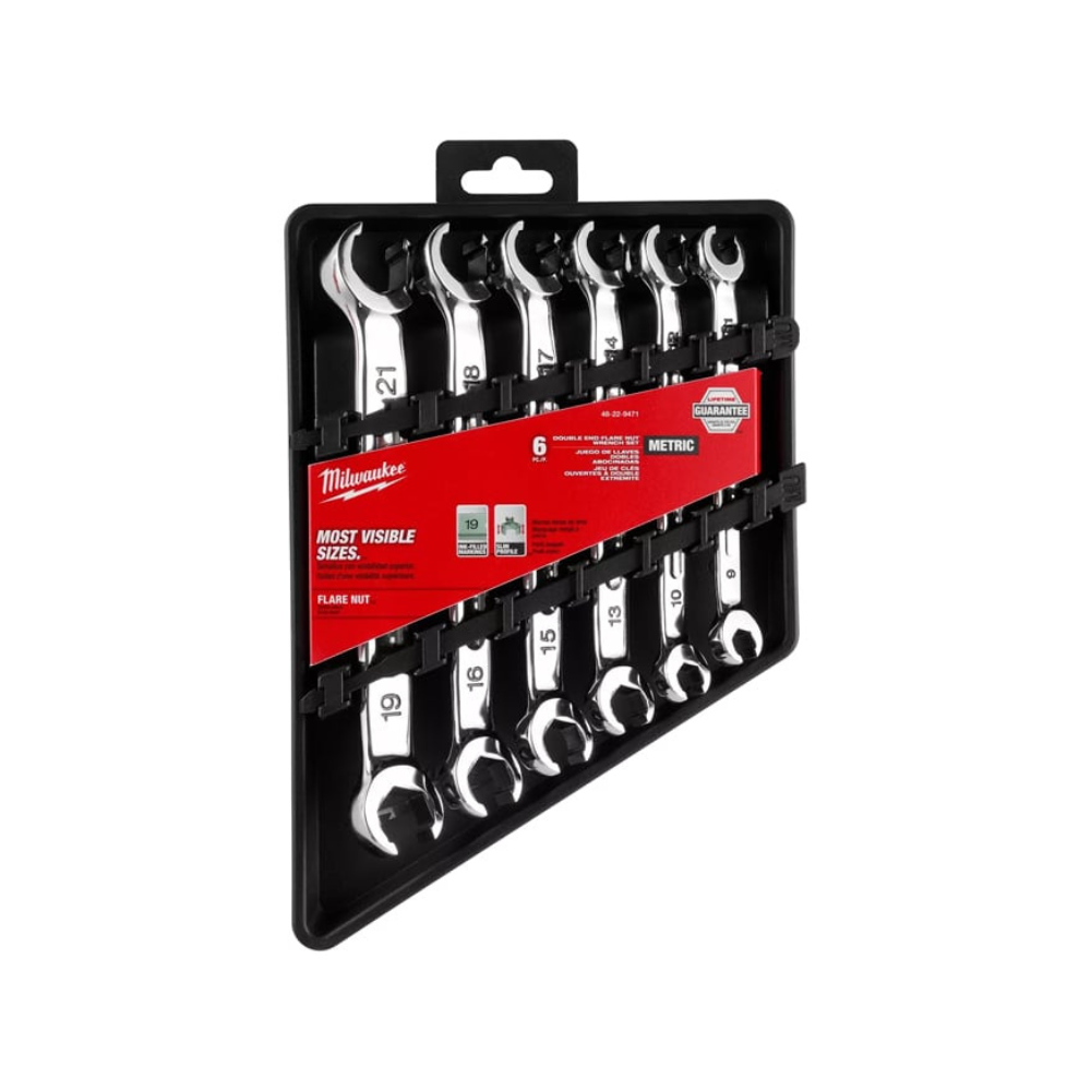 Juego de Llaves Doble Boca Milwaukee 6 pzas – Flare Nut Métricas