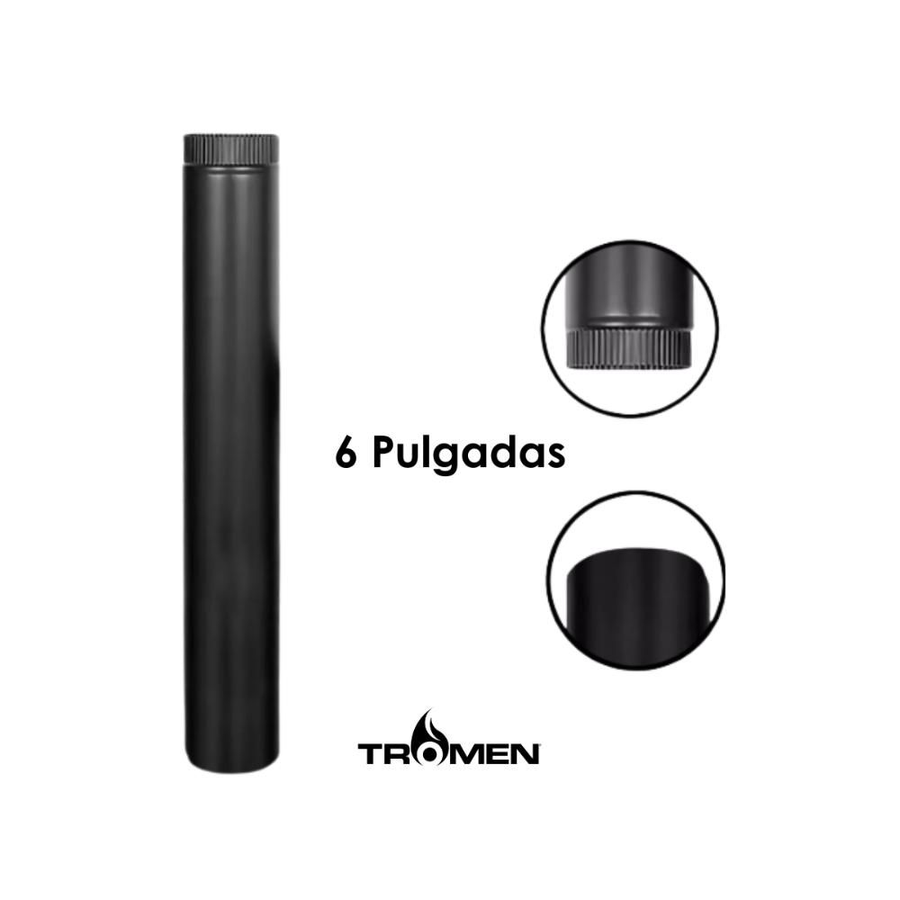 Caño Enlozado Tromen 6″ – Conducto Recto de 1 m para Estufas a Leña