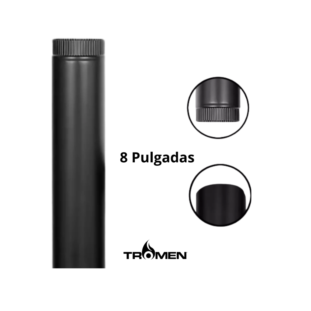 Caño Enlozado Tromen 8″ – Conducto Recto de 1 m para Estufas a Leña