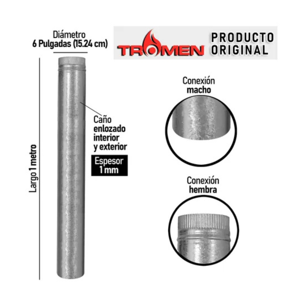Caño Estufa Galvanizado TROMEN 6"