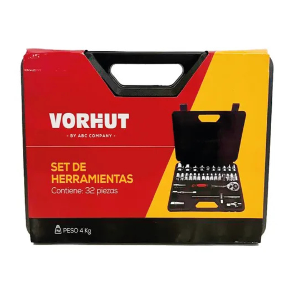 Set Juego Llaves Tubo Caja Encastre 1/2 VORHUT 32 Piezas