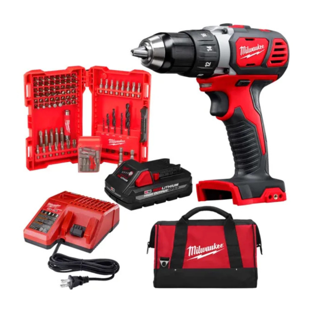 Taladro Atornillador Milwaukee M18 2606-159P – Kit Completo con Batería, Cargador y Accesorios