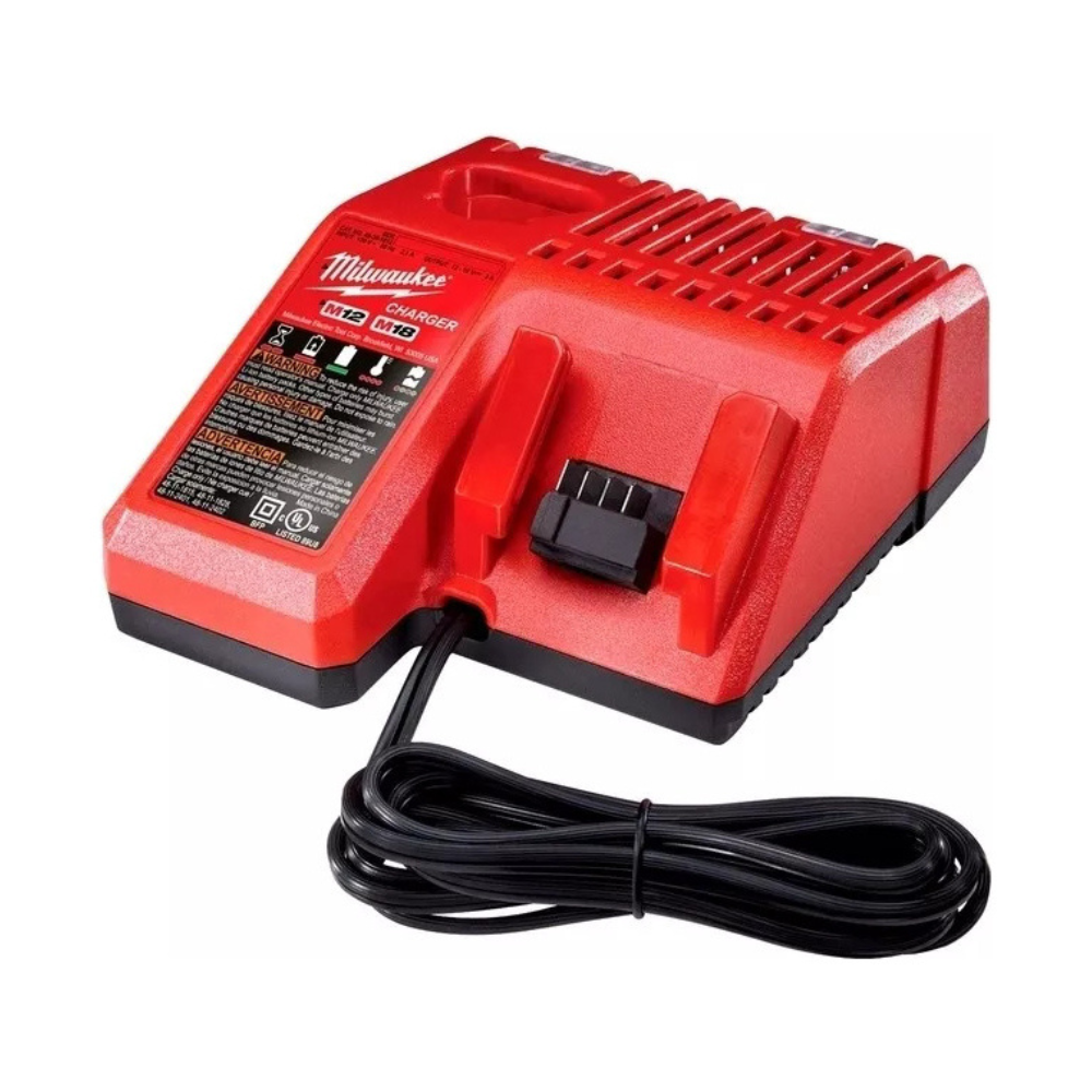 Cargador doble Milwaukee M18/M12 – multivolt, LED de estado y protección electrónica