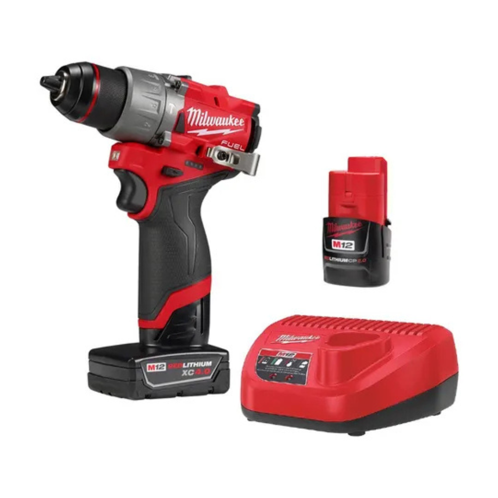 Taladro Atornillador Percutor Milwaukee M12 FUEL 3404‑259A – 12V con Baterías y Cargado