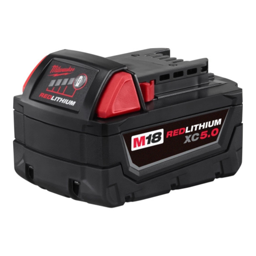 Juego de baterías Milwaukee M18 REDLITHIUM XC5.0 – 18V 5.0Ah (pack x2), indicador LED y protección electrónica