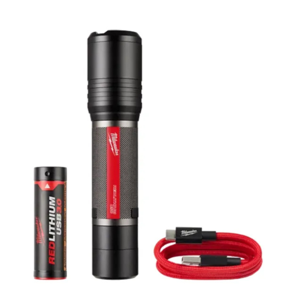 Linterna Milwaukee 2000 lm – Enfoque deslizante, USB-C, 4 modos, cuerpo de aluminio