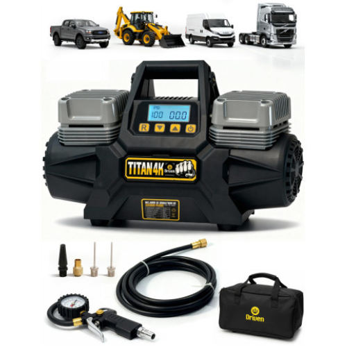 Compresor 12V Driven Titán 4K – 320 L/min, 150 PSI, 1080 W, 4 cabezales metálico + manguera 7 m