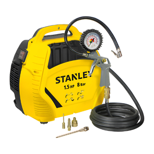 Compresor Stanley STC595 – 1.5 HP, 180 L/min, 8 bar, 230V sin tanque (oil-free) con kit