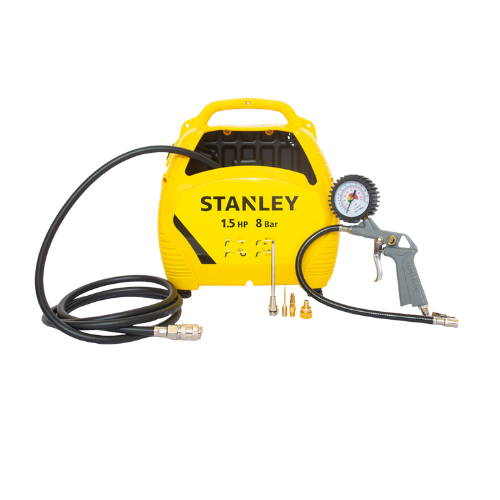 Compresor Stanley STC595 – 1.5 HP, 180 L/min, 8 bar, 230V sin tanque (oil-free) con kit