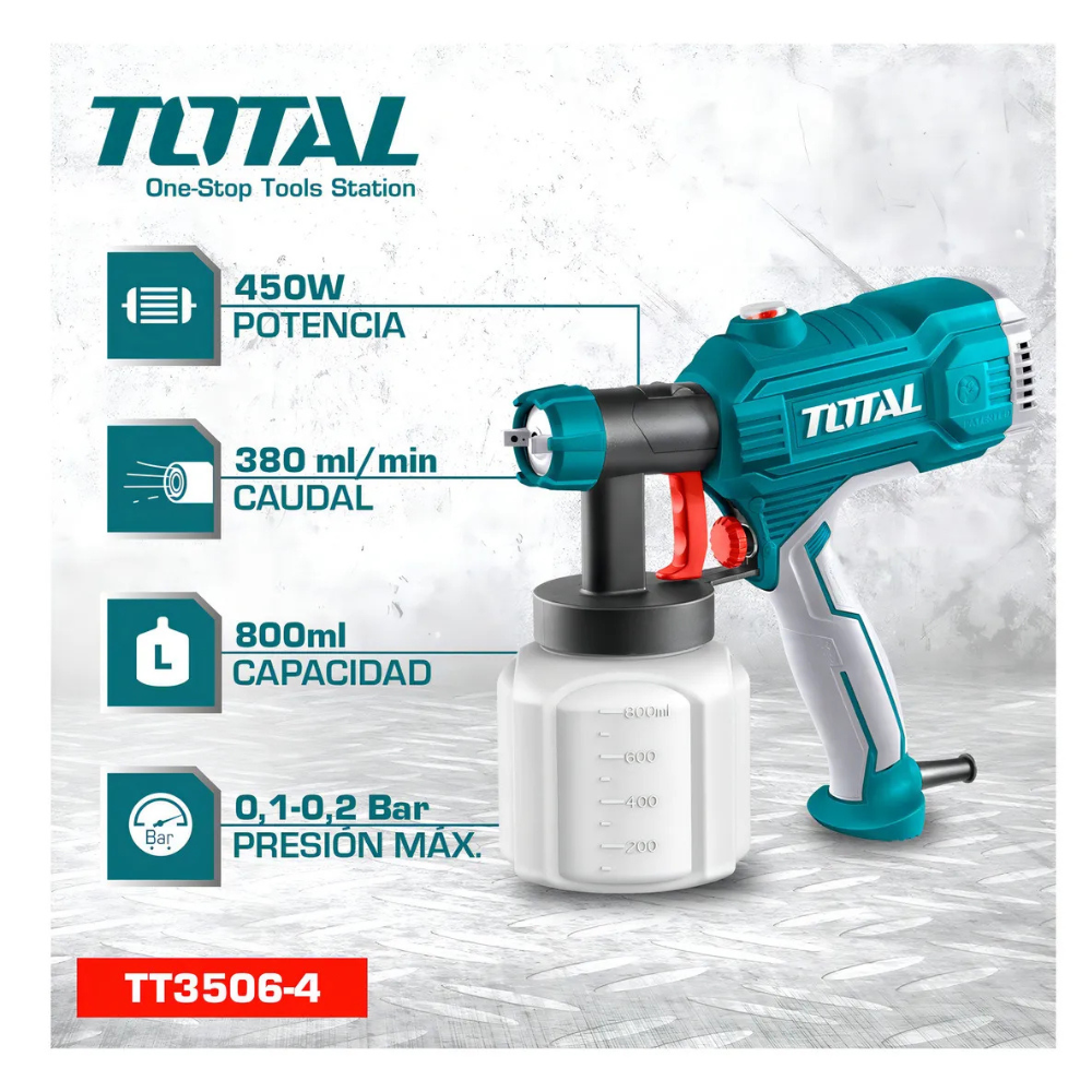 Pistola de pintura Total 450w Tt3506-4 800ml